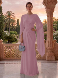 Jewel Mermaid Pleated Satin Floor Length Mother of the Bride/Groom Dresses