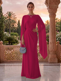 Jewel Mermaid Pleated Satin Floor Length Mother of the Bride/Groom Dresses