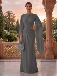 Jewel Mermaid Pleated Satin Floor Length Mother of the Bride/Groom Dresses