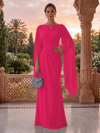 Jewel Mermaid Pleated Satin Floor Length Mother of the Bride/Groom Dresses