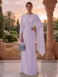 Jewel Mermaid Pleated Satin Floor Length Mother of the Bride/Groom Dresses
