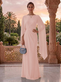 Jewel Mermaid Pleated Satin Floor Length Mother of the Bride/Groom Dresses