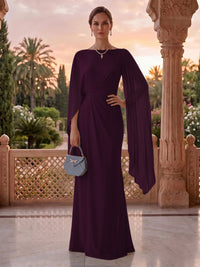 Jewel Mermaid Pleated Satin Floor Length Mother of the Bride/Groom Dresses