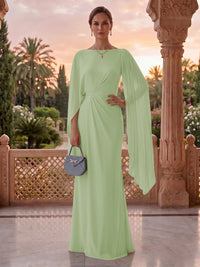 Jewel Mermaid Pleated Satin Floor Length Mother of the Bride/Groom Dresses