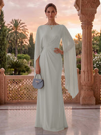 Jewel Mermaid Pleated Satin Floor Length Mother of the Bride/Groom Dresses
