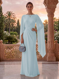 Jewel Mermaid Pleated Satin Floor Length Mother of the Bride/Groom Dresses