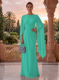 Jewel Mermaid Pleated Satin Floor Length Mother of the Bride/Groom Dresses