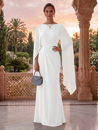 Jewel Mermaid Pleated Satin Floor Length Mother of the Bride/Groom Dresses