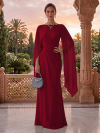 Jewel Mermaid Pleated Satin Floor Length Mother of the Bride/Groom Dresses