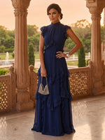 High Neck A Line Ruffles Short Sleeves Chiffon Mother of the Bride/Groom Dresses