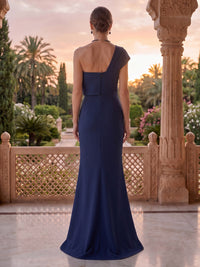 One Shoulder Sheath Mermaid Satin Mother of the Bride/Groom Dresses
