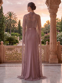 High Neck Mermaid Beaded Satin Mother of the Bride/Groom Dresses