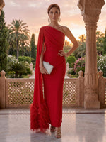 One Shoulder Mermaid Pleated Satin Floor Length Mother of the Bride/Groom Dresses