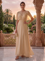 Jewel A Line Chiffon Mother of the Bride/Groom Dresses with Sleeves