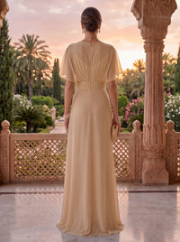 Jewel A Line Chiffon Mother of the Bride/Groom Dresses with Sleeves