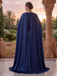 Jewel Sheath Mermaid Satin Mother of the Bride/Groom Dresses with Cape