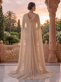 V Neck Sheath Mermaid Satin Mother of the Bride/Groom Dresses with Cape