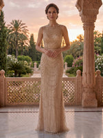 Jewel Mermaid Tulle Sparkly Floor Length Mother of the Bride/Groom Dresses