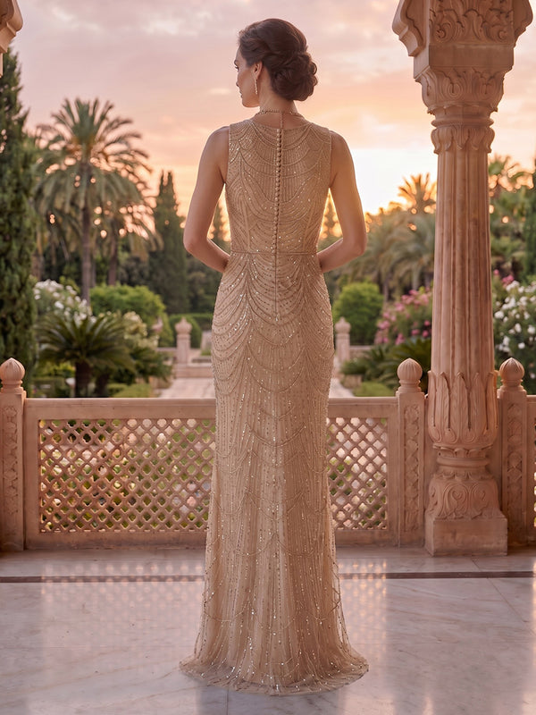 Jewel Mermaid Tulle Sparkly Floor Length Mother of the Bride/Groom Dresses
