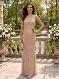 Jewel Mermaid Tulle Sparkly Floor Length Mother of the Bride/Groom Dresses