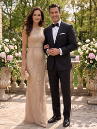 Jewel Mermaid Tulle Sparkly Floor Length Mother of the Bride/Groom Dresses