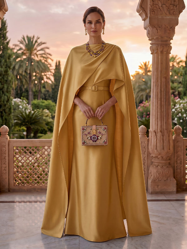 Jewel Mermaid Satin Mother of the Bride/Groom Dresses with Cape
