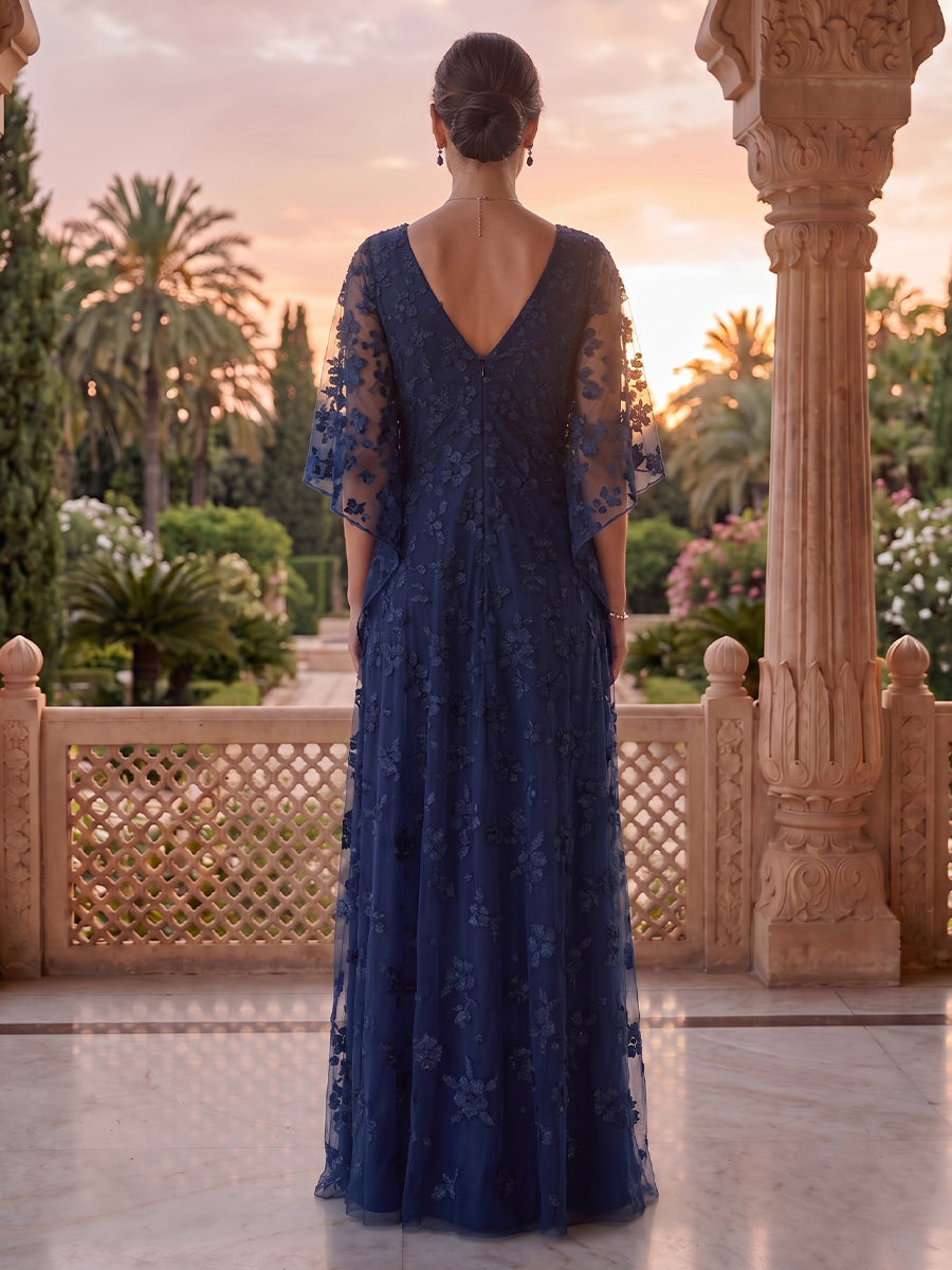 Jewel A Line Tulle Lace Appliques Mother of the Bride/Groom Dresses