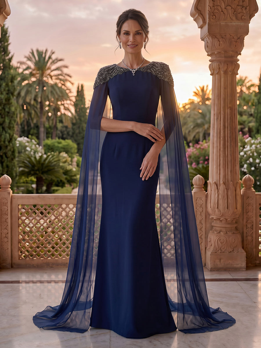 Jewel Chiffon Mermaid beaded Floor Length Mother of the Bride/Groom Dresses