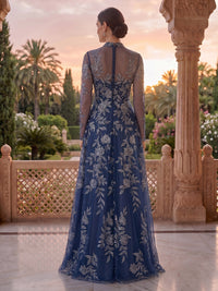V Neck Tulle A Line Lace Appliques Floor Length Mother of the Bride/Groom Dresses