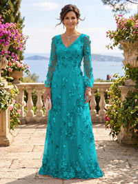 V Neck Tulle Long Sleeves Mother of the Bride/Groom Dresses
