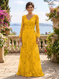 V Neck Tulle Long Sleeves Mother of the Bride/Groom Dresses