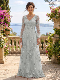 V Neck Tulle Long Sleeves Mother of the Bride/Groom Dresses