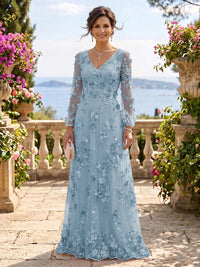 V Neck Tulle Long Sleeves Mother of the Bride/Groom Dresses