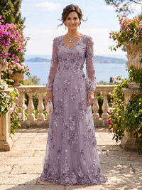 V Neck Tulle Long Sleeves Mother of the Bride/Groom Dresses