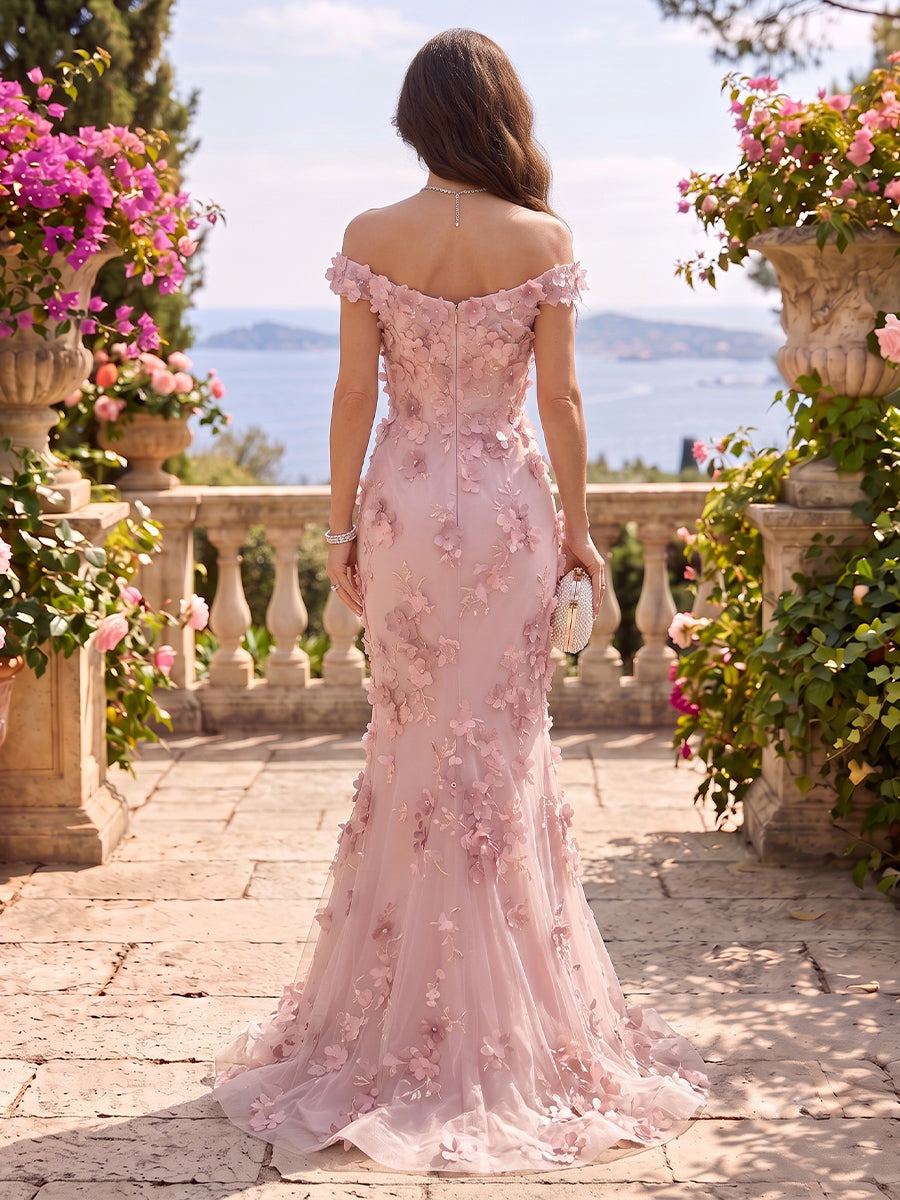 Off the Shoulder Tulle Mermaid Long Mother of the Bride/Groom Dresses
