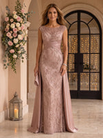 Cap Sleeves Sequin Mermaid Round Neck Mother of the Bride/Groom Dresses