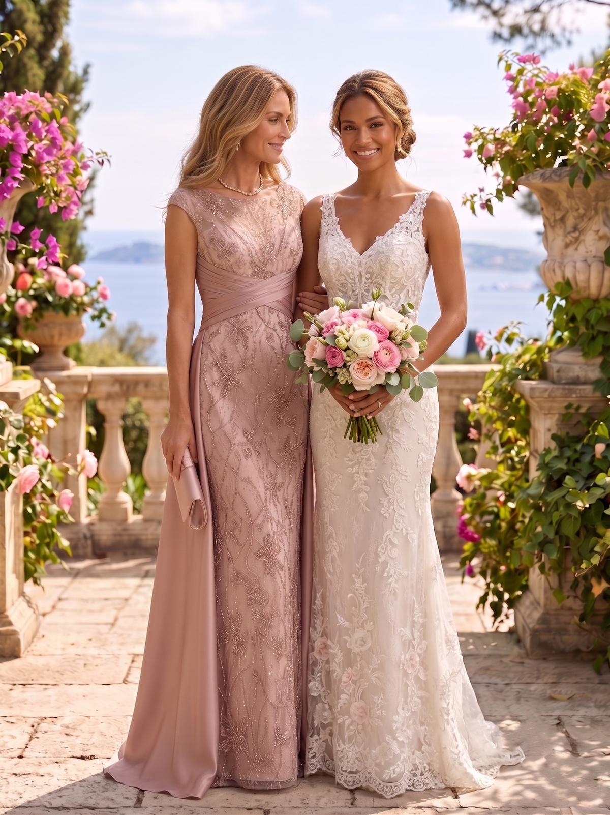 Cap Sleeves Sequin Mermaid Round Neck Mother of the Bride/Groom Dresses