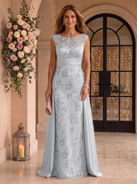 Cap Sleeves Sequin Mermaid Round Neck Mother of the Bride/Groom Dresses