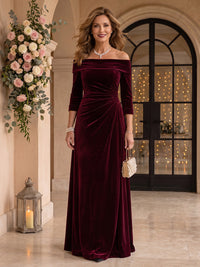 Long Sleeves Velvet Mermaid Off the Shoulder Mother of the Bride/Groom Dresses
