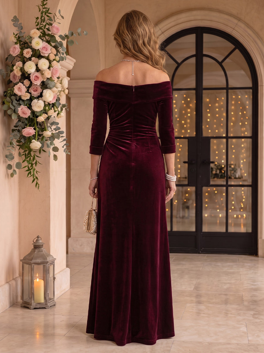 Long Sleeves Velvet Mermaid Off the Shoulder Mother of the Bride/Groom Dresses