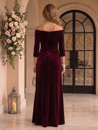 Long Sleeves Velvet Mermaid Off the Shoulder Mother of the Bride/Groom Dresses