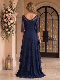 Long Sleeves Lace A Line Round Neck Mother of the Bride/Groom Dresses