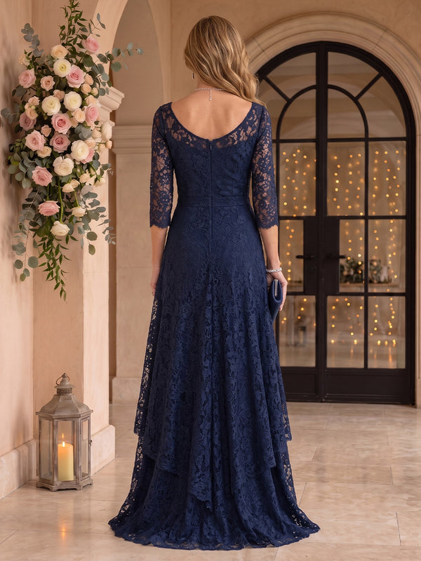 Long Sleeves Lace A Line Round Neck Mother of the Bride/Groom Dresses
