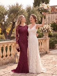 Long Sleeves Lace Mermaid Round Neck Mother of the Bride/Groom Dresses