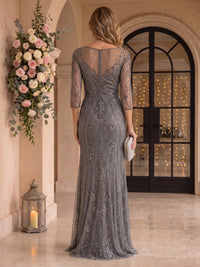 Sequin Mermaid Long Sleeves V Neck Mother of the Bride/Groom Dresses