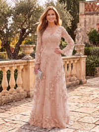 Stand Collar Tulle Long Sleeves Long Mother of the Bride/Groom Dresses