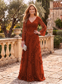 Stand Collar Tulle Long Sleeves Long Mother of the Bride/Groom Dresses