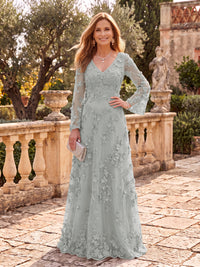 Stand Collar Tulle Long Sleeves Long Mother of the Bride/Groom Dresses