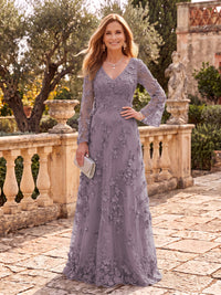 Stand Collar Tulle Long Sleeves Long Mother of the Bride/Groom Dresses