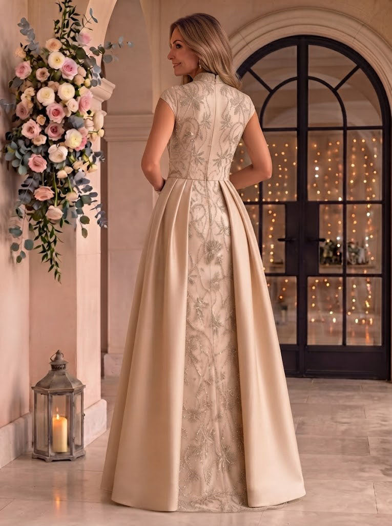 Sequin Mermaid Stand Collar Cap Sleeves Mother of the Bride/Groom Dresses